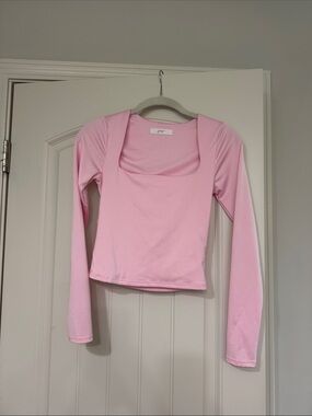 gaze Pink Square-Neck Long Sleeve Top